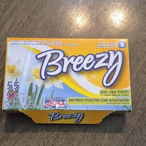 Breezy Sun Sky Fresh Fabric Softener Sheets 55 Count Reduces Static Cling